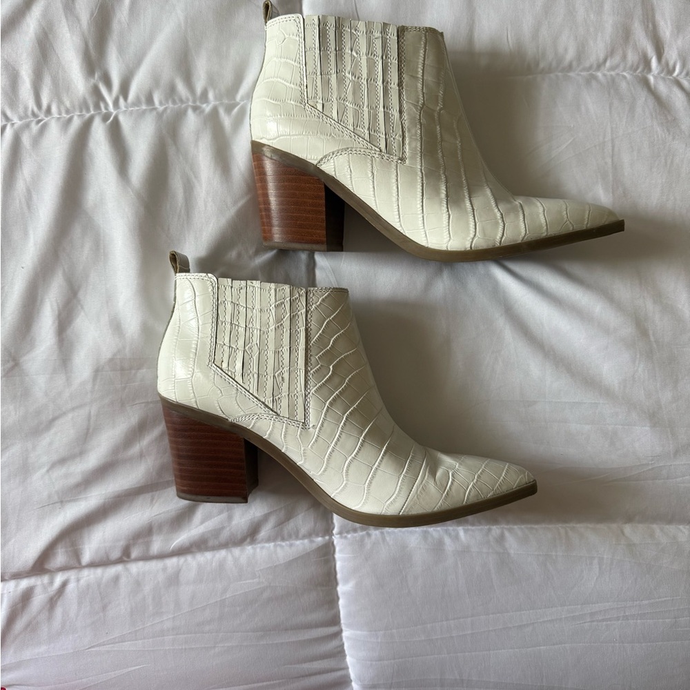 Marc Fisher White Western Ankle Booties